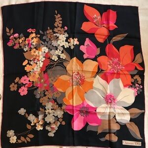 Christian Dior Vintage Floral Silk Scarf